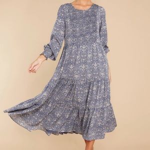 NWT Courageous Insights Slate Blue Print Dress
